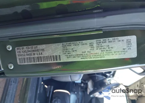 2021 Jeep Wrangler Sport S 4X4 z USA, uszkodzony, nr VIN 1C4GJXAG5MW827723